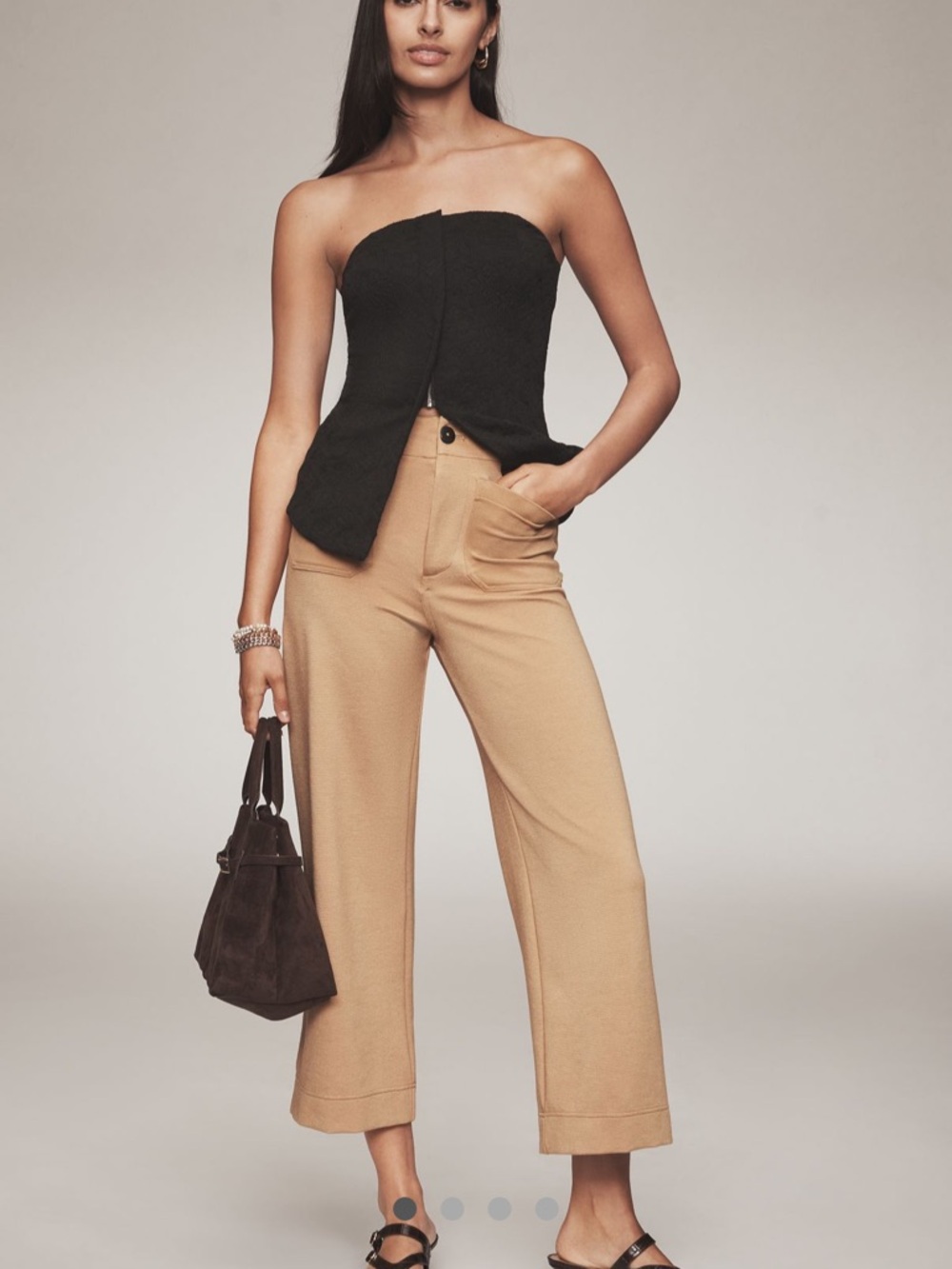 Maeve Wide-Leg Cropped Pants in Camel